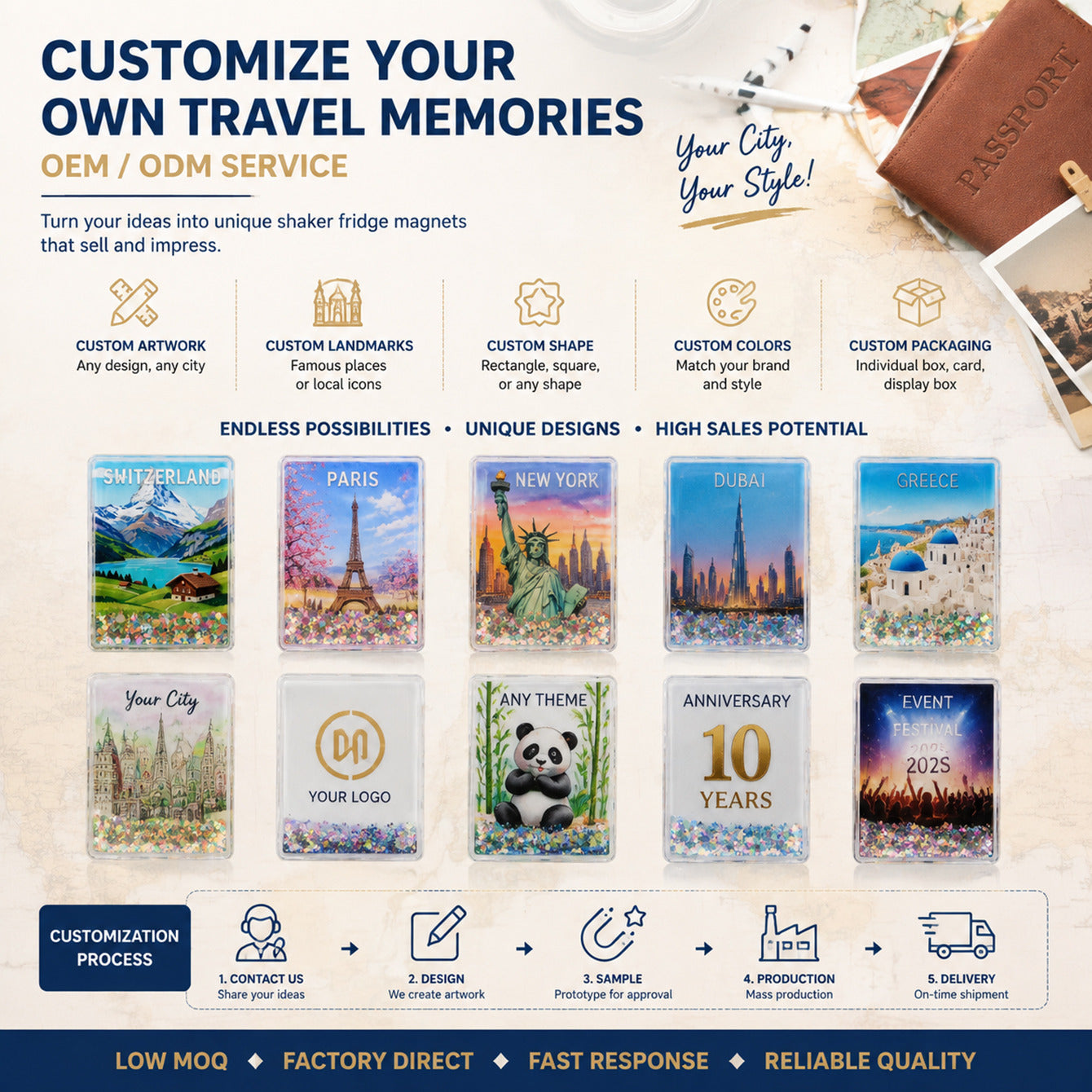 OEM ODM custom shaker fridge magnet customization options
