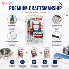Liquid glitter fridge magnet premium craftsmanship and shaker effect