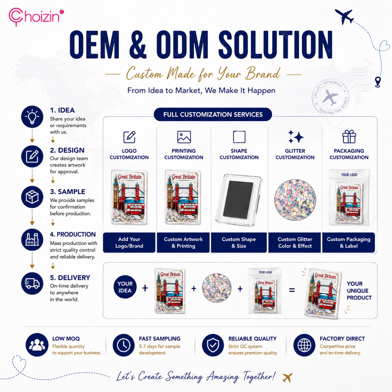 OEM ODM custom liquid glitter fridge magnet service