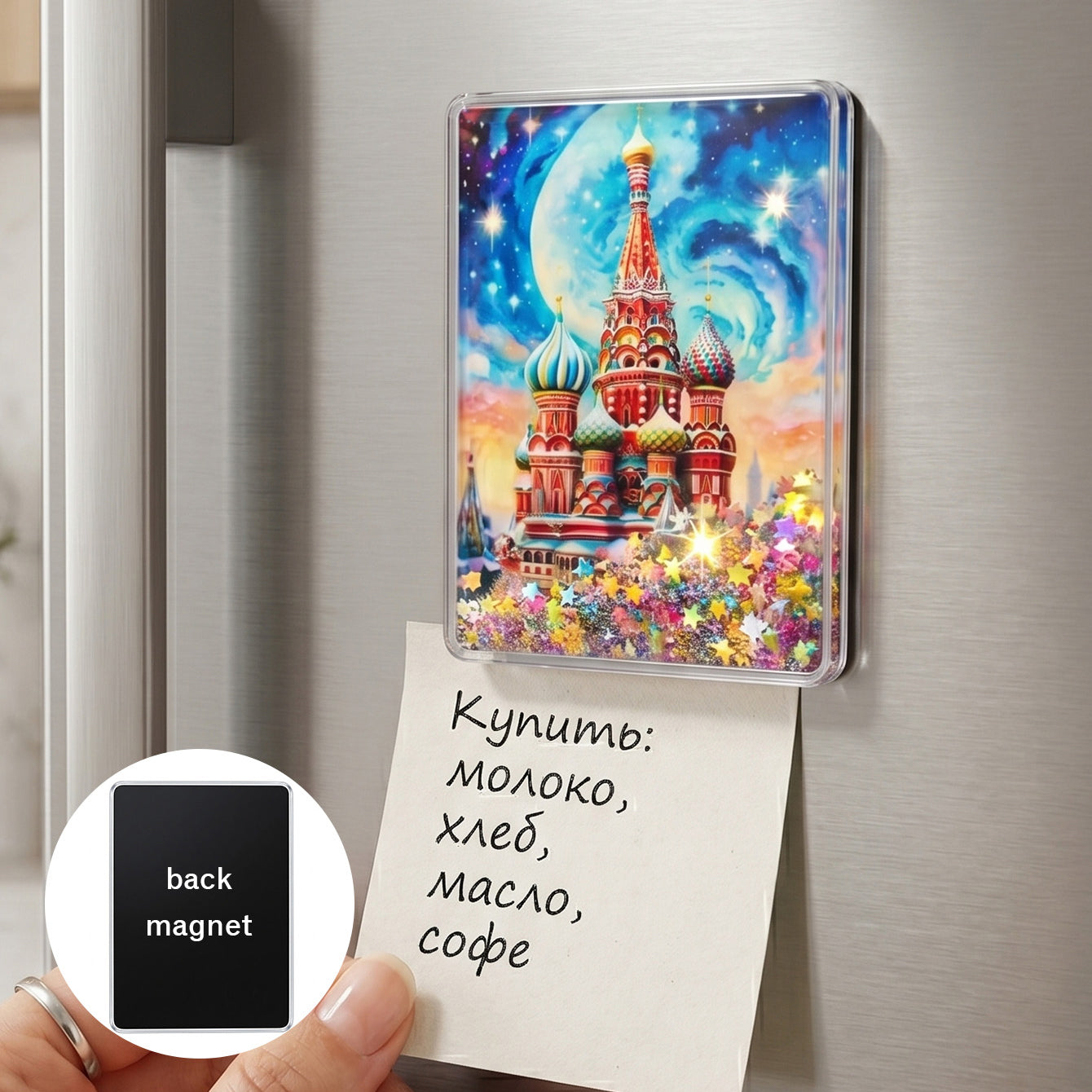 Liquid glitter shaker fridge magnet CZ-FM-AC-000019