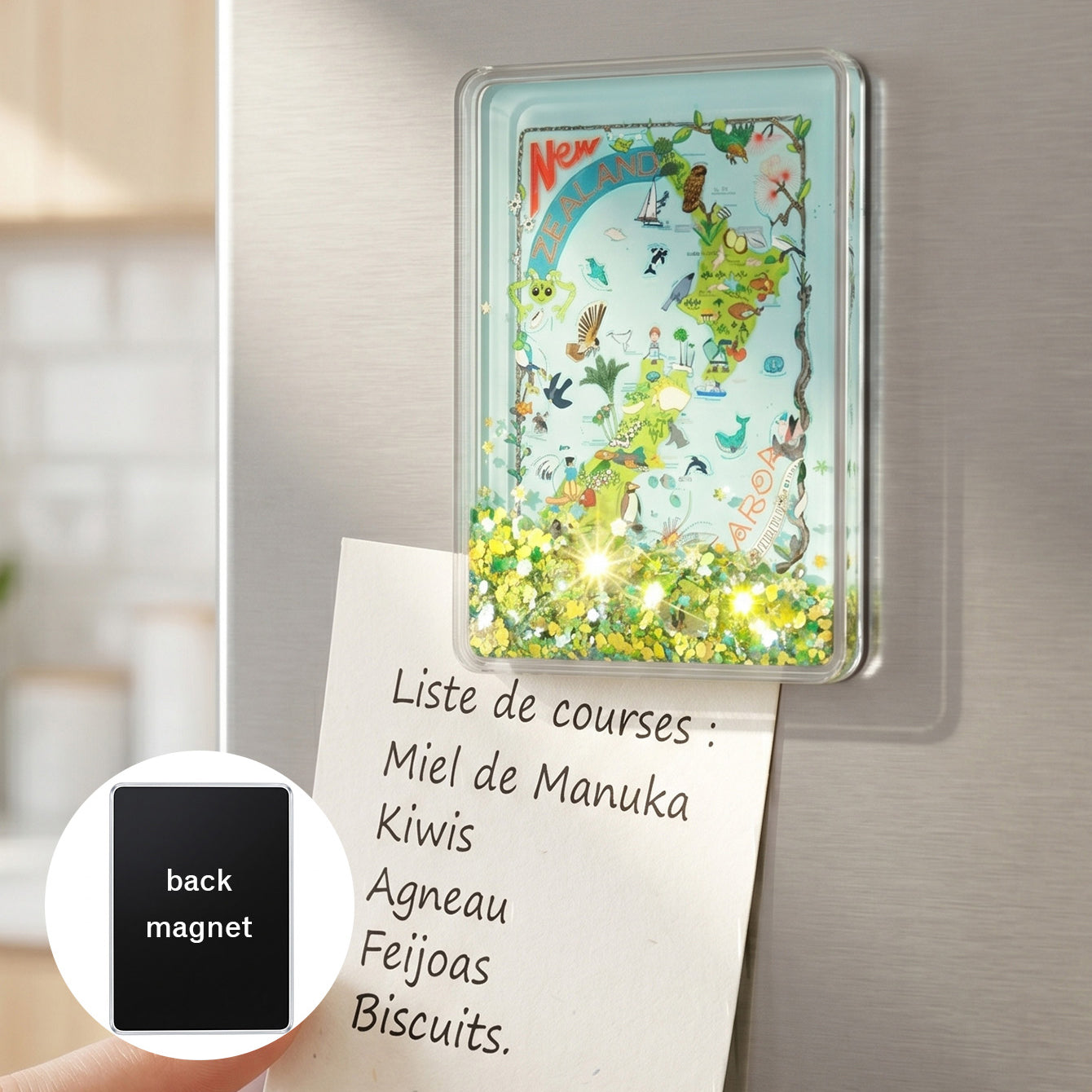 Liquid glitter shaker fridge magnet CZ-FM-AC-000020