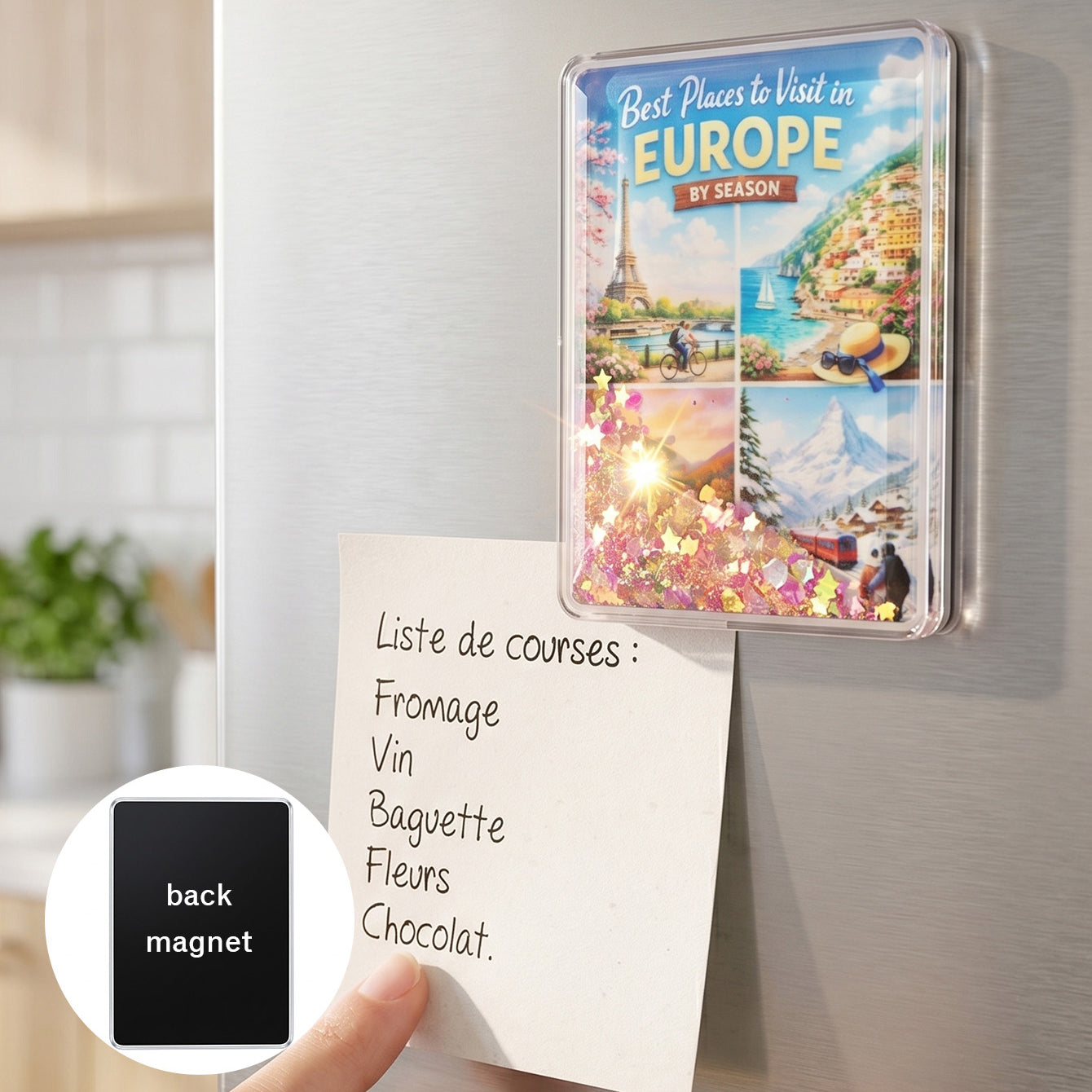 Liquid glitter shaker fridge magnet CZ-FM-AC-000023