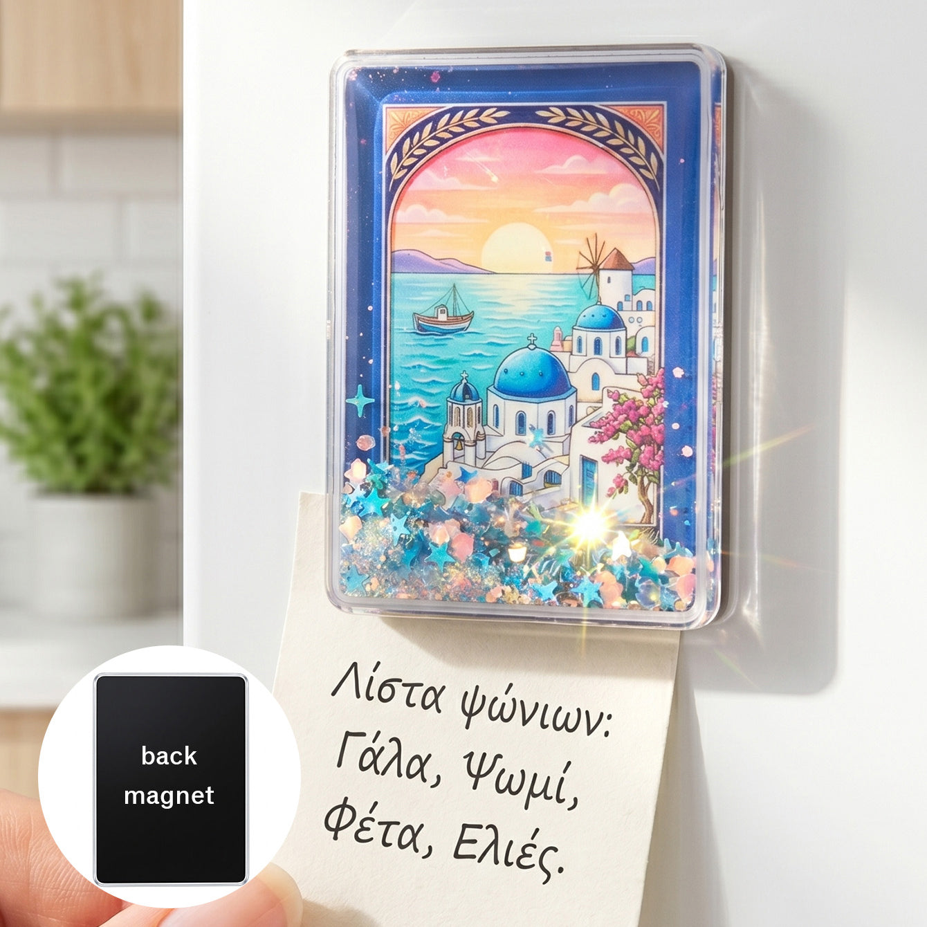 Liquid glitter shaker fridge magnet CZ-FM-AC-000024