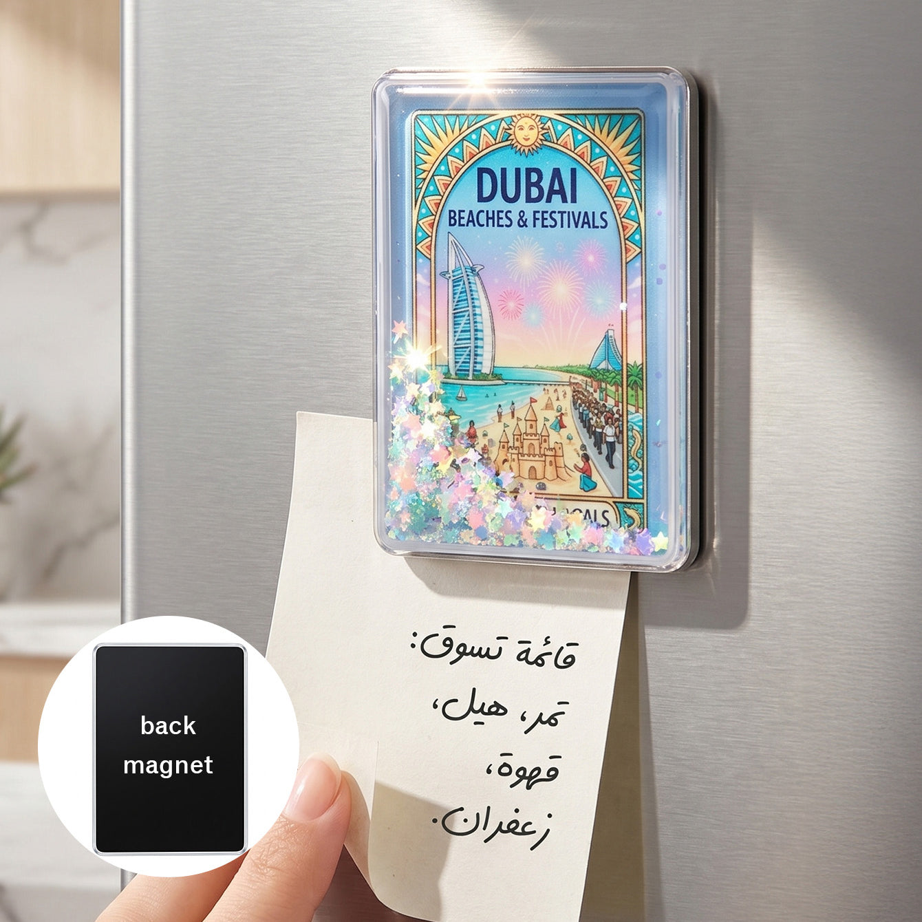 Liquid glitter shaker fridge magnet CZ-FM-AC-000025