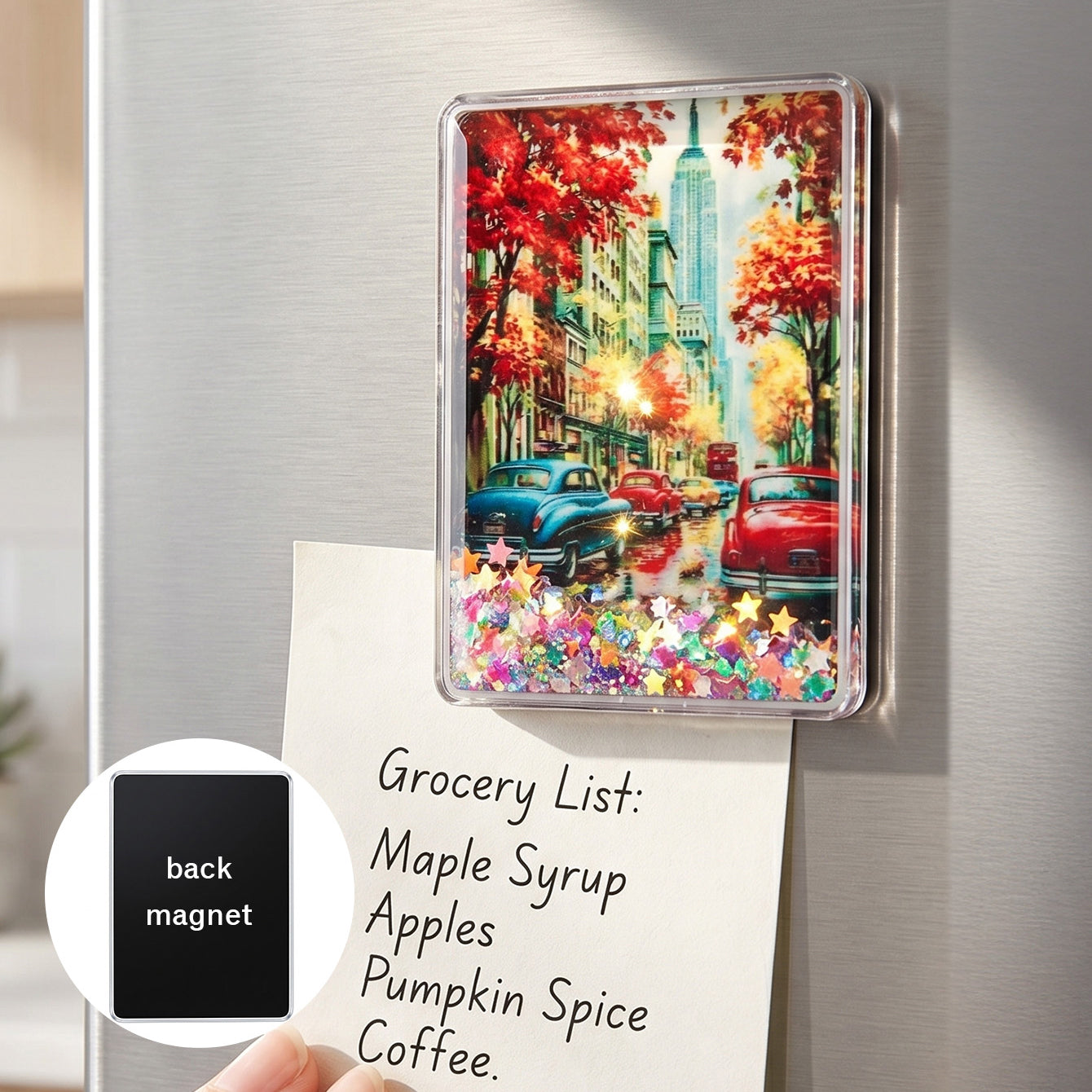 Liquid glitter shaker fridge magnet CZ-FM-AC-000026