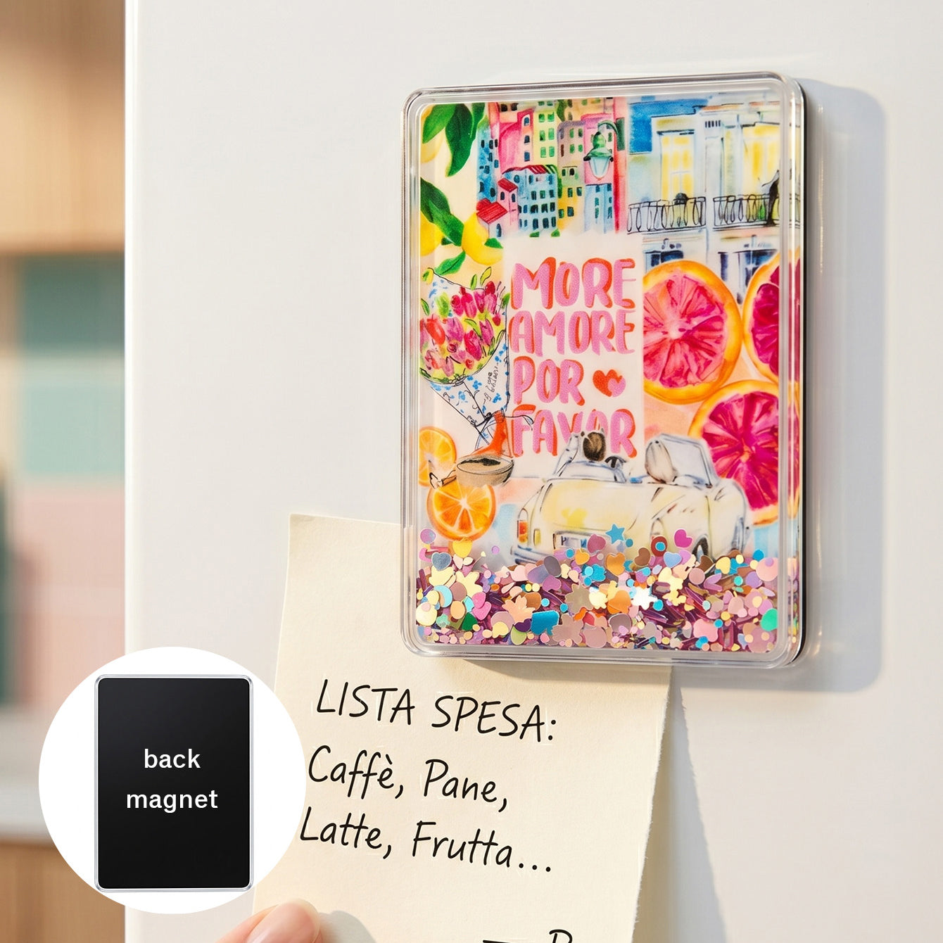 Liquid glitter shaker fridge magnet CZ-FM-AC-000029