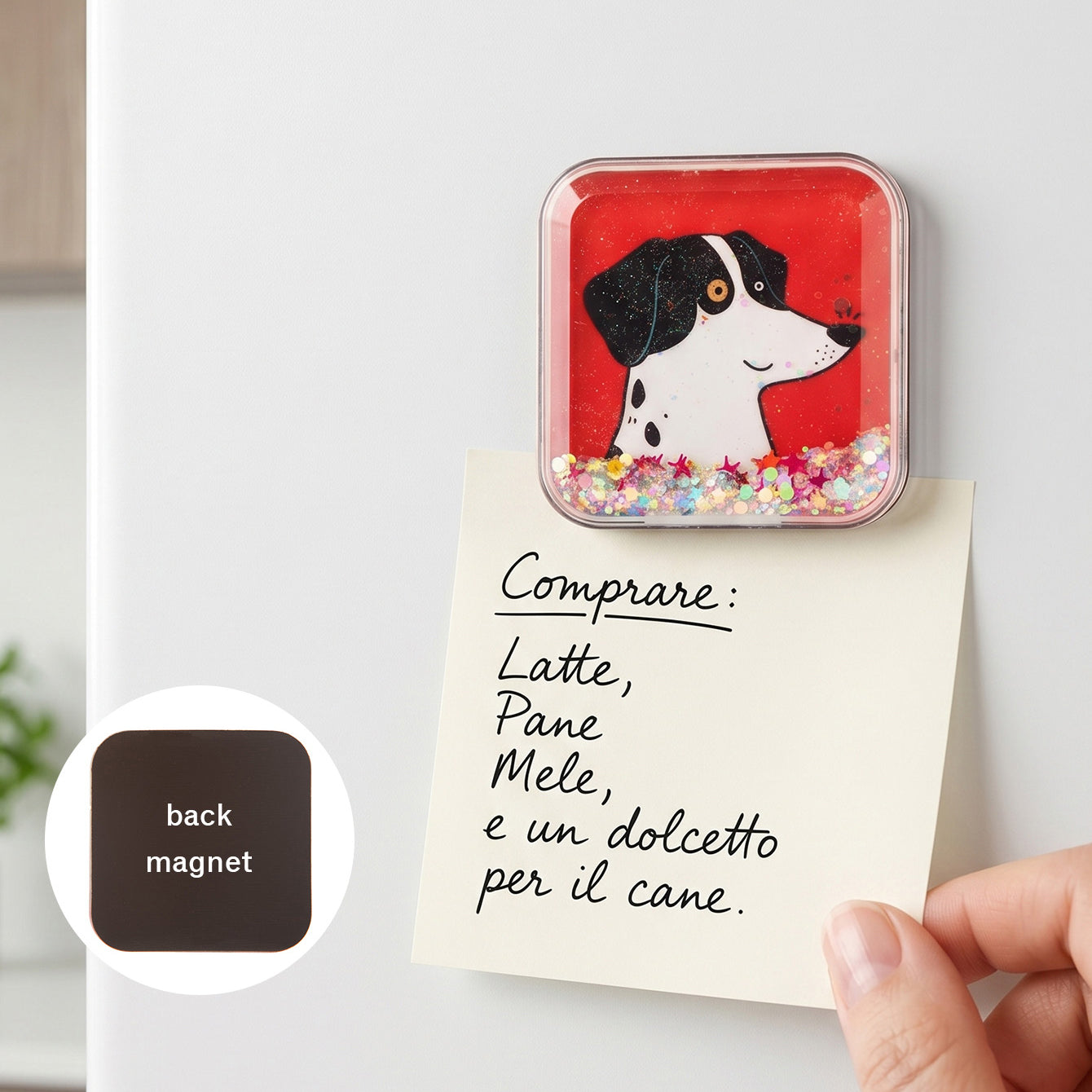 Square liquid glitter shaker fridge magnet CZ-FM-AC-000033