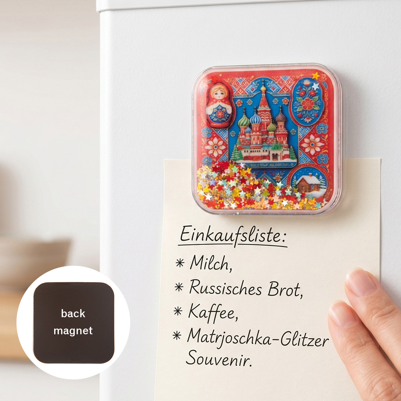 CZ-FM-AC-000051 world travel liquid glitter shaker fridge magnet