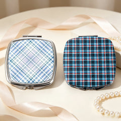 Plaid Double-Sided Compact Mirror, Portable Pocket Makeup Mirror with 1X/2X Glass Mirror, Stylish Checkered Design for Women, Travel, Purse & Daily Touch-Ups