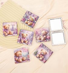 Cute teddy bear PU leather compact mirror, product view 2