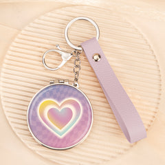 Round Compact Mirror with Keychain & Wristlet - Epoxy Resin Glossy Surface, Double-Sided Folding Travel Mirror - Portable 60mm Pocket Mirror for Women & Girls, Perfect for Purses, School Bags & Daily Touch-ups 💖✨