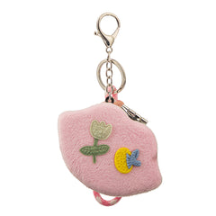 Lip-Shaped Plush Compact Mirror with Keychain - Cute 3D Fabric Flower & Fruit Decoration Folding Travel Mirror - Soft Fluffy Purse Charm Vanity Mirror for Women, Girls, Kids & Students 💋🌸