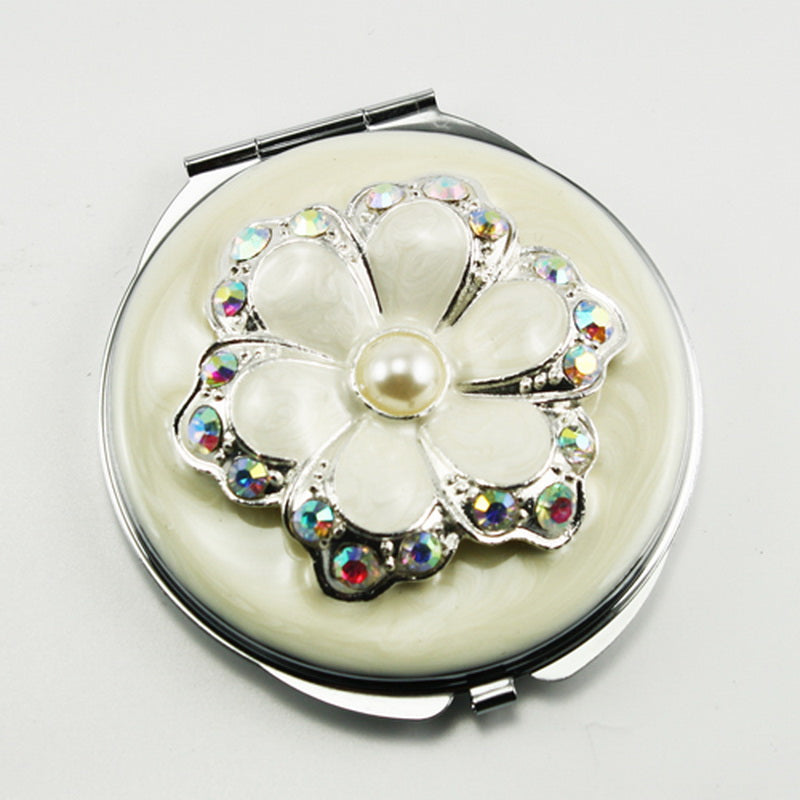 Rhinestone Resin Compact Mirror, Luxury Portable Folding Makeup Mirror, 95% High-Definition Reflection, Elegant Design for Women, Travel, Touch-Ups & Gifts
