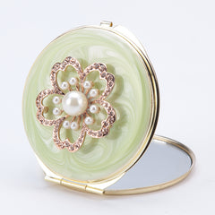 Cute Floral Compact Mirror with Stickers, Double-Sided Makeup Mirror for Women & Girls, Portable Pocket Mirror for Travel, Purse & Daily Use, 95% HD Reflection, Elegant Gift