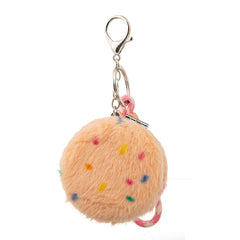 Round Plush Compact Mirror with Lanyard - Cute Colorful Sprinkles Faux Fur Folding Travel Mirror