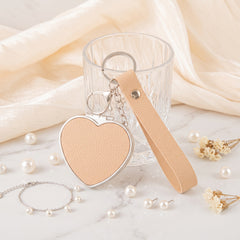 Heart-Shaped Compact Mirror Keychain - Cute Sweet Heart Double-Sided Folding Travel Mirror with Plastic Frame - Pocket Purse Charm Vanity Mirror with Wrist Lanyard for Women, Girls & Students 💖✨