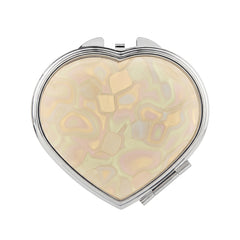 Acetate Heart Compact Mirror - Elegant Marble Pattern Double-Sided Travel Mirror with Metal Frame - Premium Pocket Mirror with 95% HD Reflectivity for Purses, Handbags, & Girls on the Go 💖🐚