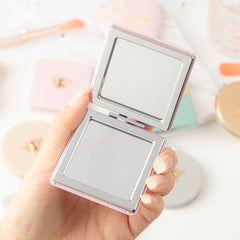 Bee Embellished Leather Compact Mirror, Square Folding Double-Sided Makeup Mirror with 95% High Reflectivity, Portable Pocket Mirror for Purse/Travel, Gift for Women & Girls