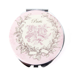 Vintage Floral Compact Makeup Mirror Pocket Folding Double Sided PU Leather Metal Cosmetic Mirror for Purse
