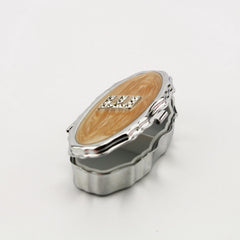 Personalized Initial Pill Box with Mirror, Resin Rhinestone Decorated Portable Pill Organizer