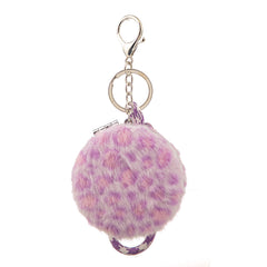 Leopard Print Round Plush Compact Mirror with Lanyard - Cute Faux Fur Double-Sided Folding Travel Mirror - Fluffy Pocket Bag Charm Vanity Mirror for Women, Girls & Teens 🐆✨