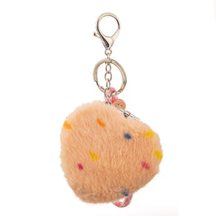 Heart-Shaped Plush Compact Mirror with Lanyard - Cute Colorful Sprinkles Faux Fur Folding Travel Mirror