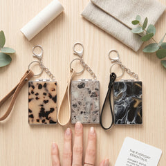 Rectangle Acetate & Acrylic Compact Mirror Keychain with Leather Strap, Double-Sided Folding Makeup Mirror with 95% High Reflectivity Lens, Portable Purse Mirror for Women & Girls