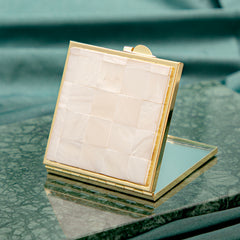 Mother of Pearl Compact Mirror Square Compact Makeup Mirror, Double-Sided High Definition Mirror (95% Reflectivity), Portable Pocket Mirror for Travel & Daily Use, Lightweight 70g, Eco-Friendly Material, Ideal for Women & Girls