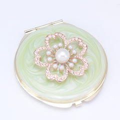Cute Floral Compact Mirror with Stickers, Double-Sided Makeup Mirror for Women & Girls, Portable Pocket Mirror for Travel, Purse & Daily Use, 95% HD Reflection, Elegant Gift