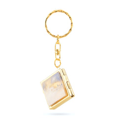 Square Tortoiseshell & Marble Acrylic Compact Mirror Keychain, Double-Sided Folding Makeup Mirror with 95% High Reflectivity Lens, Portable Purse Mirror with Gold Plated Keyring for Women & Girls
