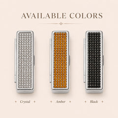 Rectangular rhinestone lipstick case available colors Crystal Amber and Black